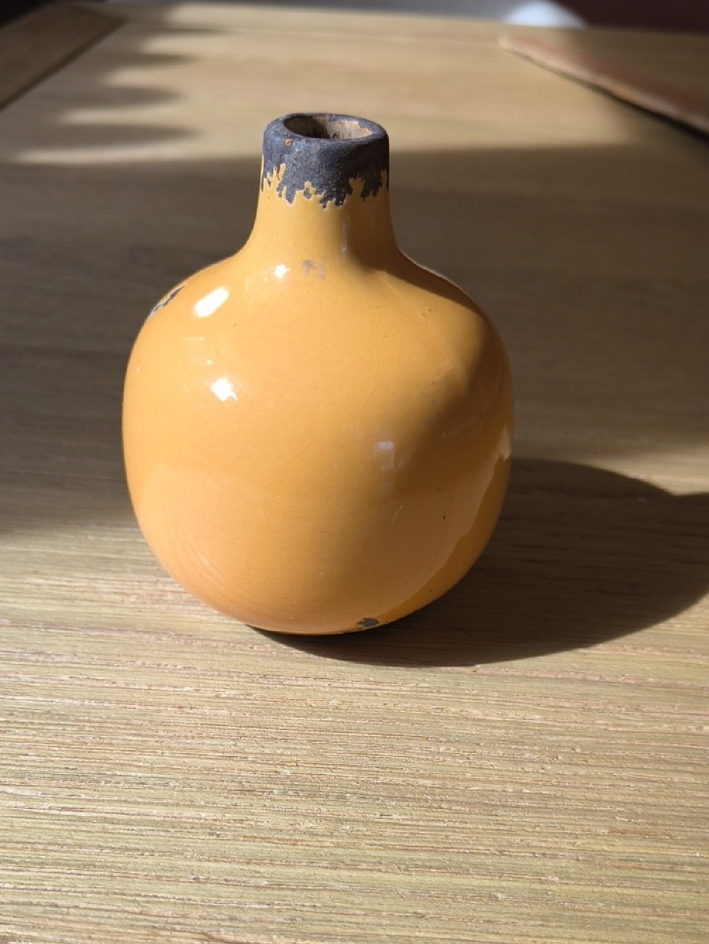 47th & Main Vintage Style Yellow Ceramic Mini Bud Vase